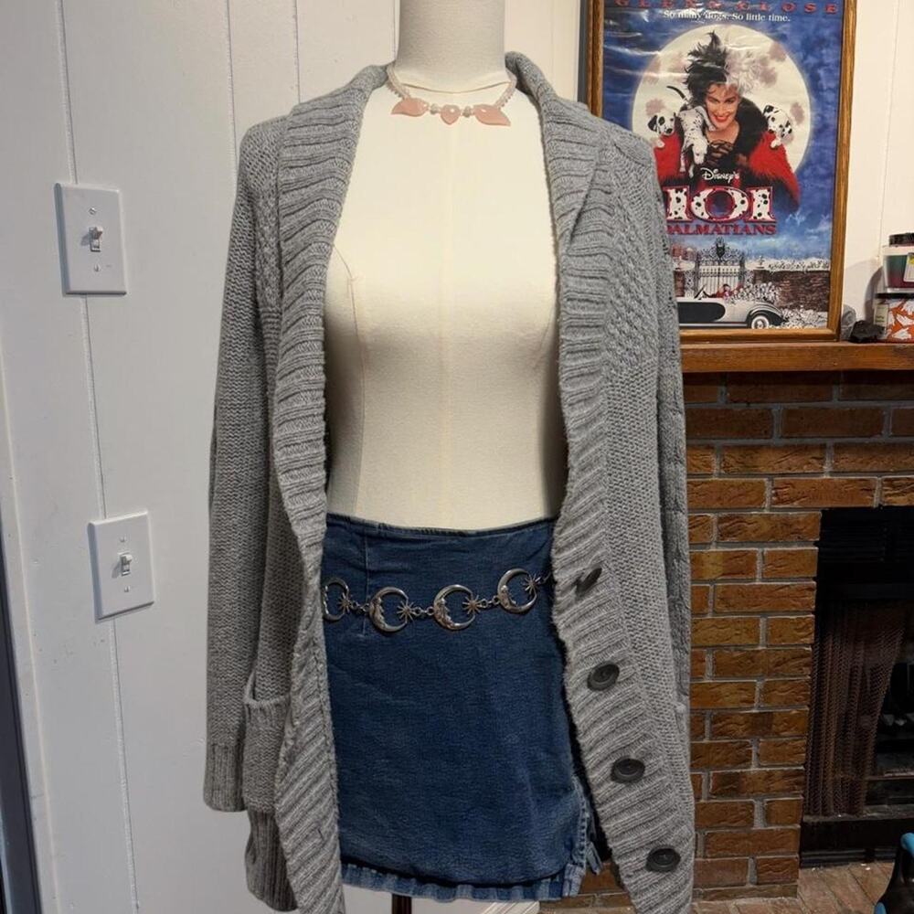 Arizona Grey cardigan with pockets and large buttons Size Large